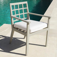 Alternate view of Dining Chair Cap-Ferrat, featuring matte finish, metal, performance fabric, and fixed arms.