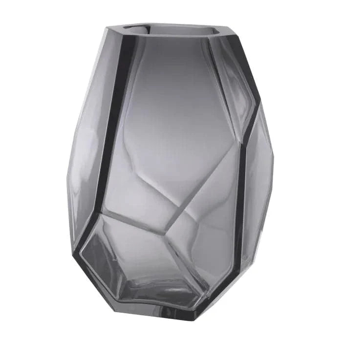 Vase Martina, shown in smoky grey and charcoal grey with glass and open-top hollow vessel for floral stems.
