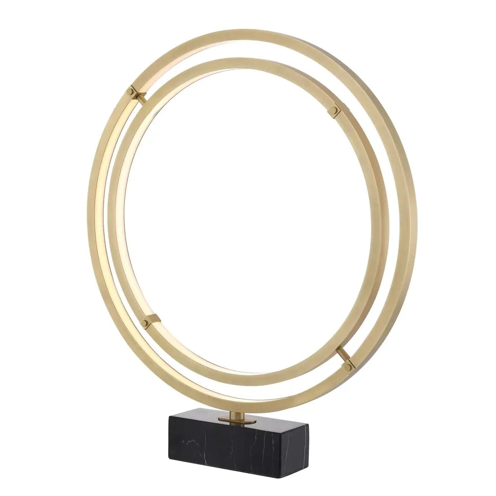 Alternate view of Table Lamp Cassini, featuring polished stone finish, metal, marble, and integrated led ring light sources.