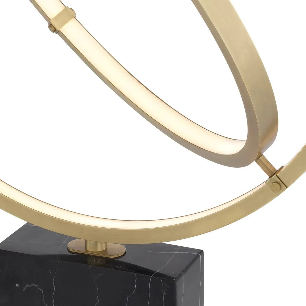 Additional view of Table Lamp Cassini, featuring polished stone finish, metal, marble, and integrated led ring light sources.