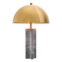 Table Lamp Absolute, shown in gold and gray with brass, marble, and domed metal shade directing light downward.