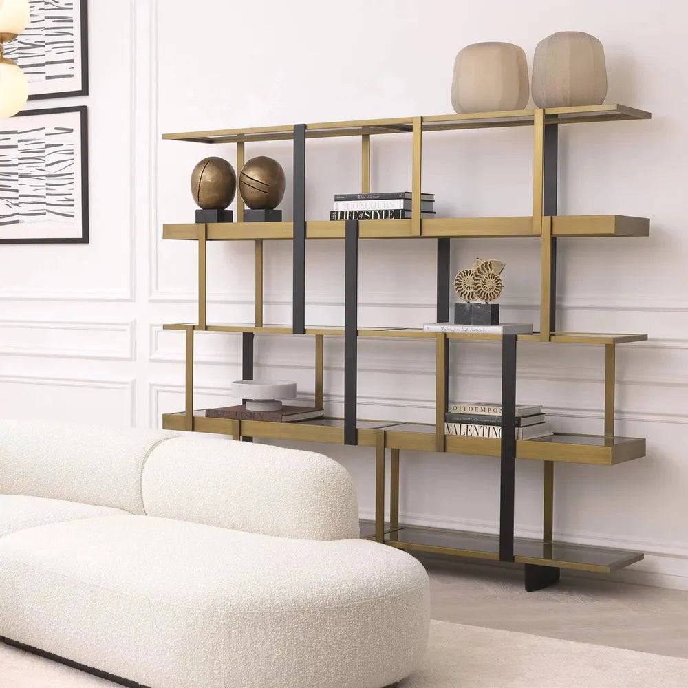 Alternate view of Object Artistic, featuring brass, stone-look base, and freestanding sculptural pair.