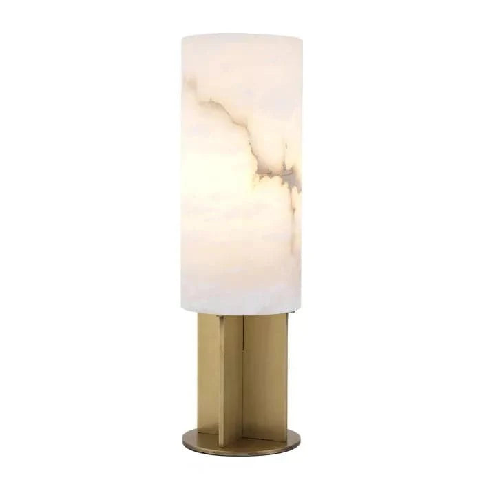 Table Lamp Giorgina antique brass finish, shown in white and antique brass with alabaster and brass.