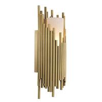 Wall Lamp Bartoli, shown in brushed gold and warm brass with metal, frosted glass, and a wall-mounting backplate.