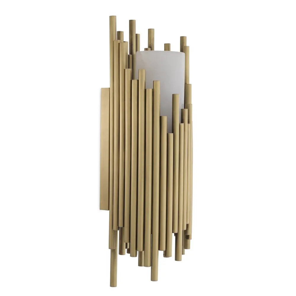 Alternate view of Wall Lamp Bartoli, featuring metal, frosted glass, and a wall-mounting backplate.