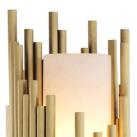 Additional view of Wall Lamp Bartoli in brushed gold and warm brass, featuring a wall-mounting backplate.
