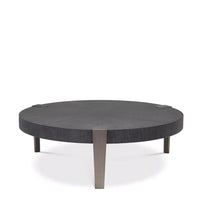 Coffee Table Oxnard, shown in charcoal gray and dark bronze with oak veneer, metal, and low coffee-table height.