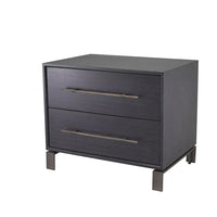 Additional view of Bedside Table Canova, featuring brushed bronze metal, oak veneer, wood, and two full-extension drawers.