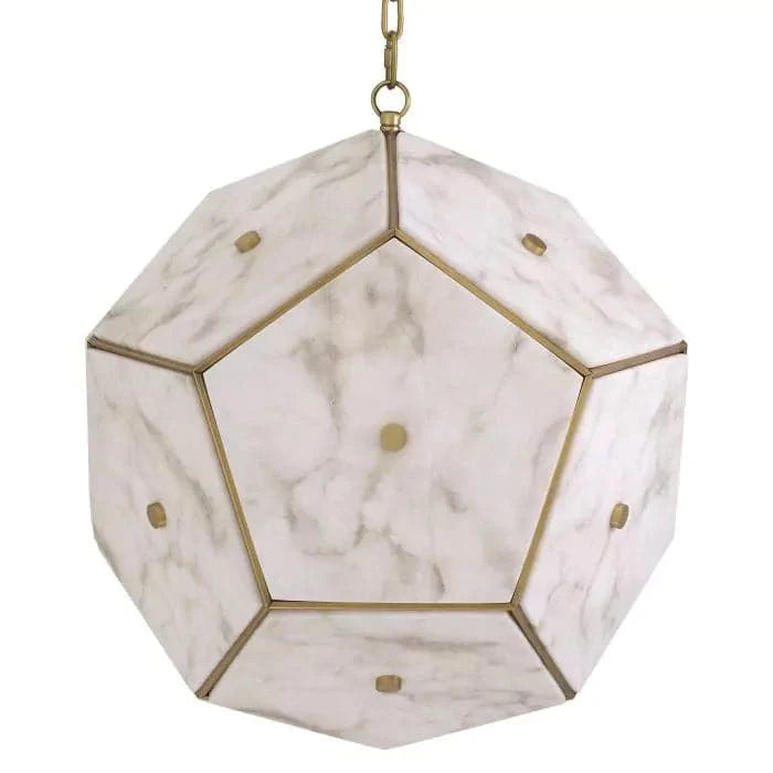 Alternate view of Lantern Gallo antique brass finish in white and cream.
