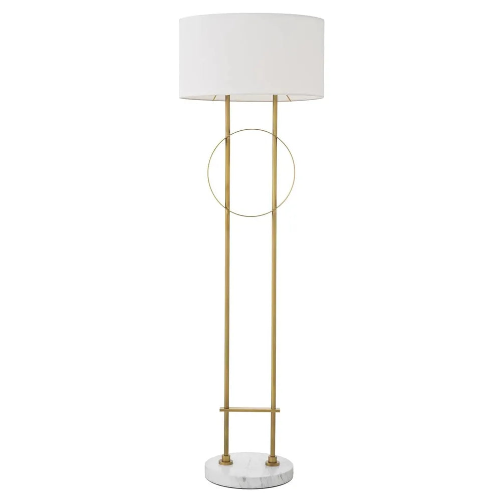 Alternate view of Floor Lamp Kaiser Antique Brass Finish in antique brass gold and off-white.