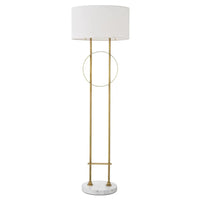 Alternate view of Floor Lamp Kaiser Antique Brass Finish in antique brass gold and off-white.