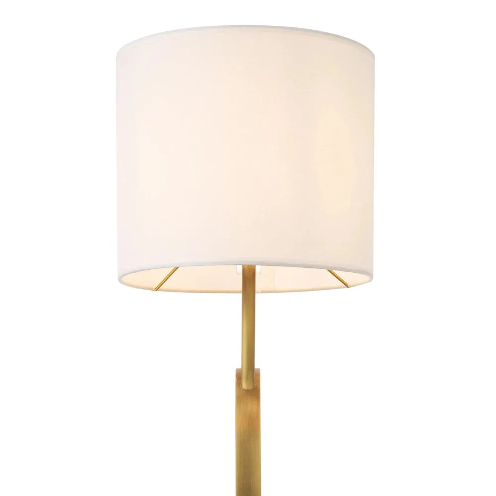 Additional view of Floor Lamp Kaiser Antique Brass Finish in antique brass gold and off-white.