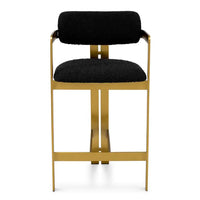 Alternate view of Counter Stool Donato brushed brass finish bouclé black in black and brass gold.