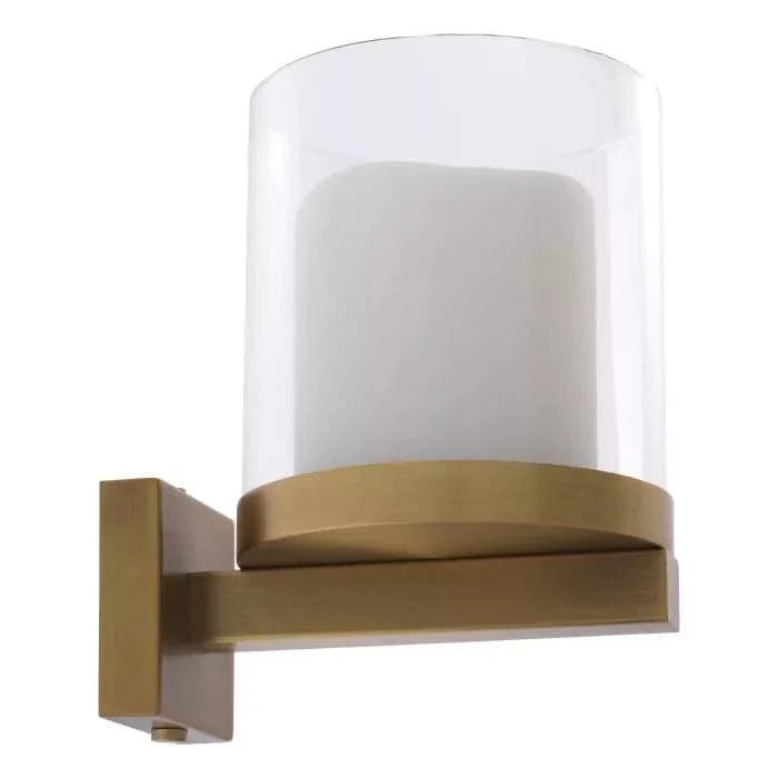 Additional view of Wall Lamp Donovan in brushed brass and clear, featuring a wall-mounting backplate.