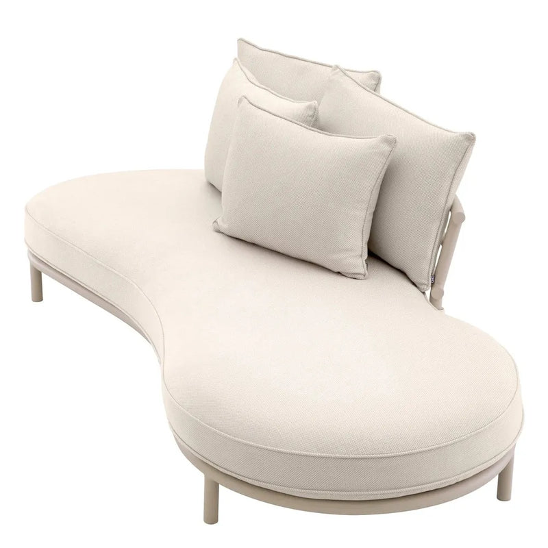 Alternate view of Sofa Laguno Small, featuring matte powder-coated, fabric, metal, and extended chaise lounge section.