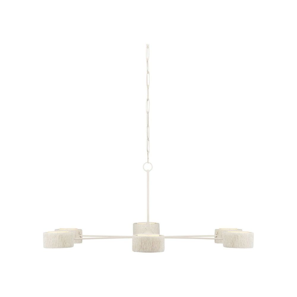 Additional view of Monreale White Chandelier, featuring painted metal finish, wrought iron, paper, and chain-hung suspension.