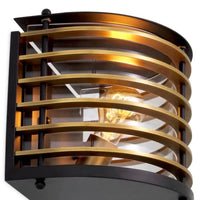 Additional view of Outdoor Wall Lamp Logan in black and brass gold, featuring a wall-mounting backplate.