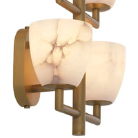 Additional view of Wall Lamp Valerius, featuring brushed metal finish, alabaster, brass, and a wall-mounting backplate.