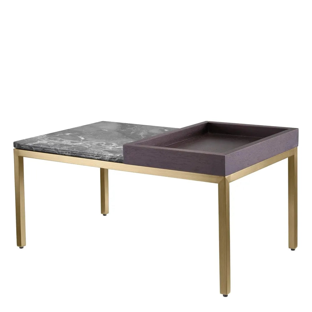 Alternate view of Side Table Forma in grey marble and brushed brass gold.
