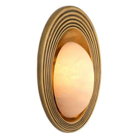 Wall Lamp Savono, shown in brass gold and warm white with brass, glass, and wall-mounting hardware.