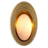 Alternate view of Wall Lamp Savono, featuring brushed metal finish, brass, glass, and wall-mounting hardware.