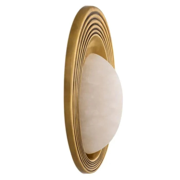 Additional view of Wall Lamp Savono in brass gold and warm white, featuring brushed metal finish and wall-mounting hardware.