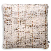 Cushion Amon, shown in ivory and cream with jute, bouclé, and textured woven face with smooth solid reverse.