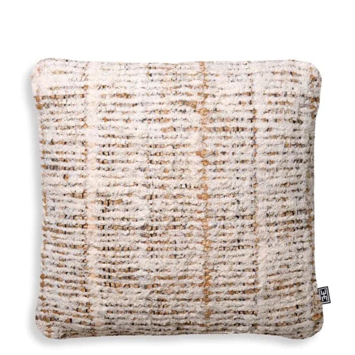 Alternate view of Cushion Amon in ivory and cream with square plush cushion with softly rounded corners and gentle loft.