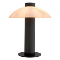 Table Lamp Châtel bronze highlight finish, shown in warm off-white and matte black with alabaster and metal.