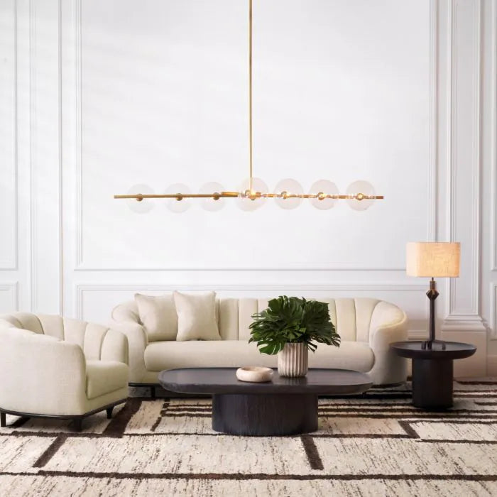 Alternate view of Chair Agostino nuoro beige, featuring textured finish, bouclé, wood, and channel tufting.