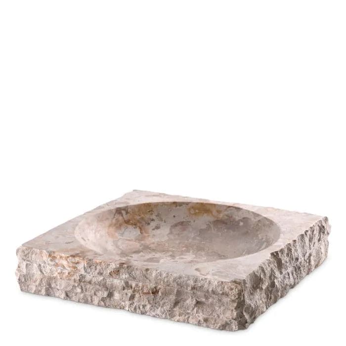 Alternate view of Bowl Generic, featuring rough-hewn finish, natural stone, travertine, and shallow open circular basin.