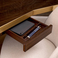 Desk Xenon eucalyptus veneer brushed brass finish