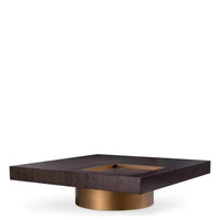 Coffee Table Otus Square, shown in dark brown with wood, metal, and integrated recessed tray.