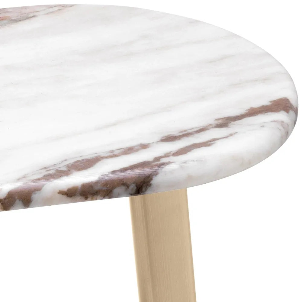 Additional view of Side Table Oyo in white and brass gold.