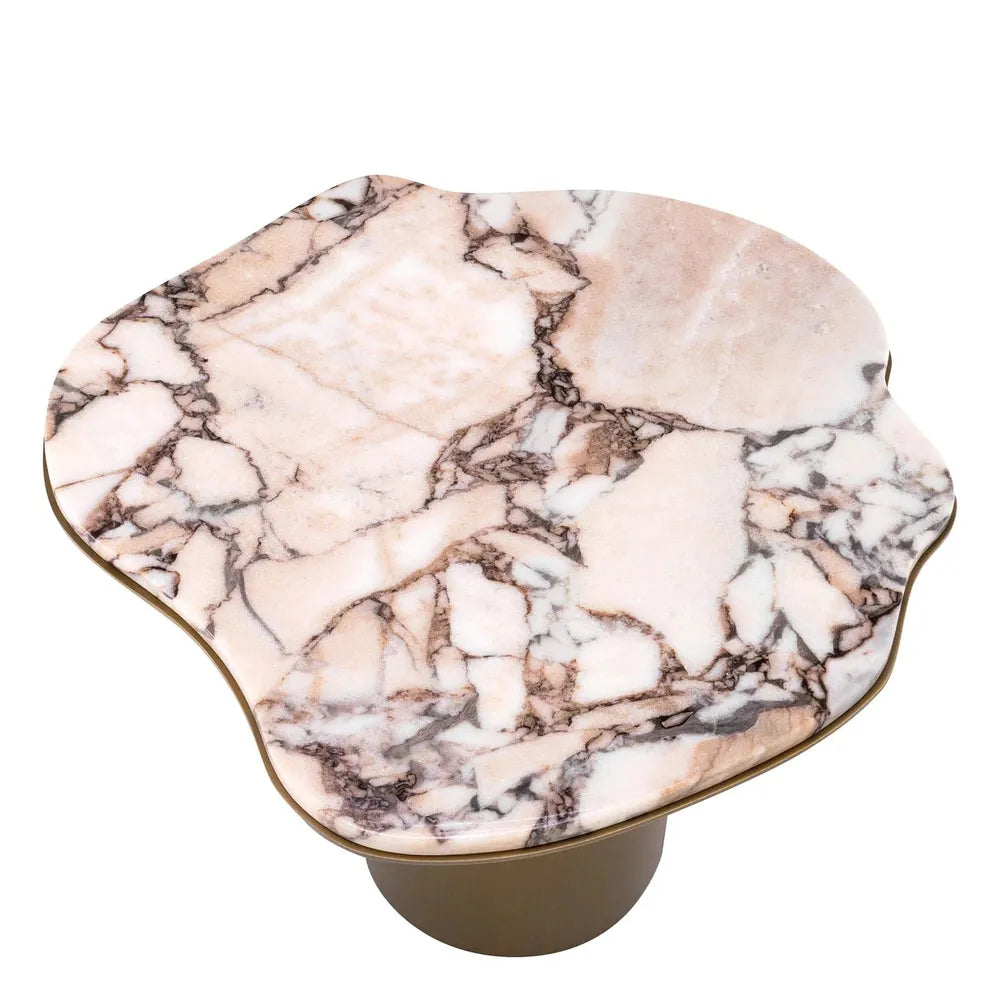 Additional view of Side Table Shapiro in blush pink marble and cream marble.