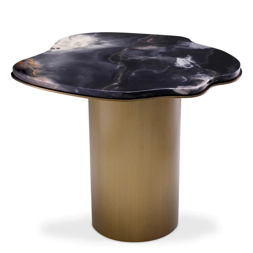 Alternate view of Side Table Shapiro in blush pink marble and cream marble.