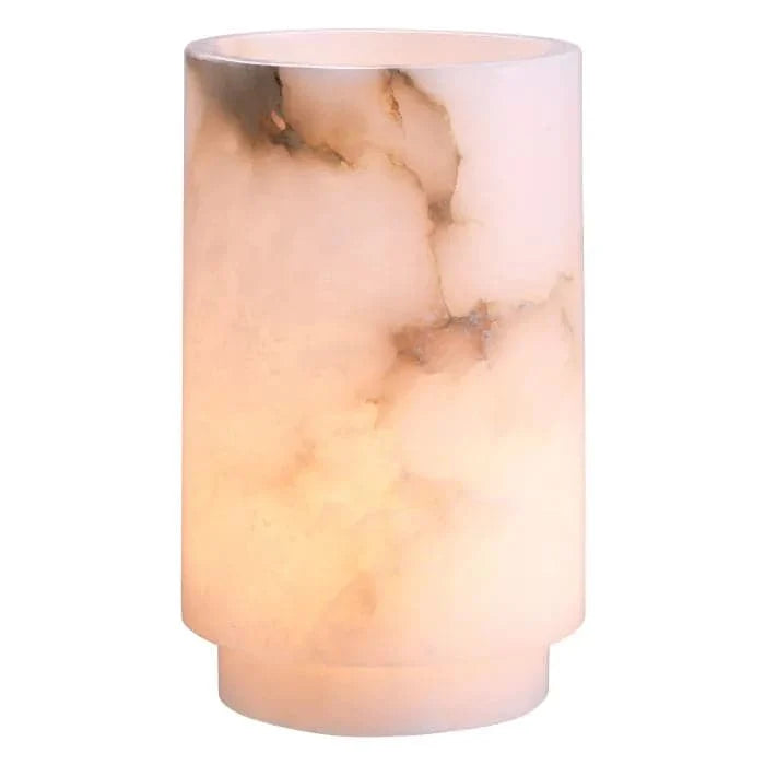 Alternate view of Tealight holder Leonidas, featuring polished finish, alabaster, and open top tealight cavities.