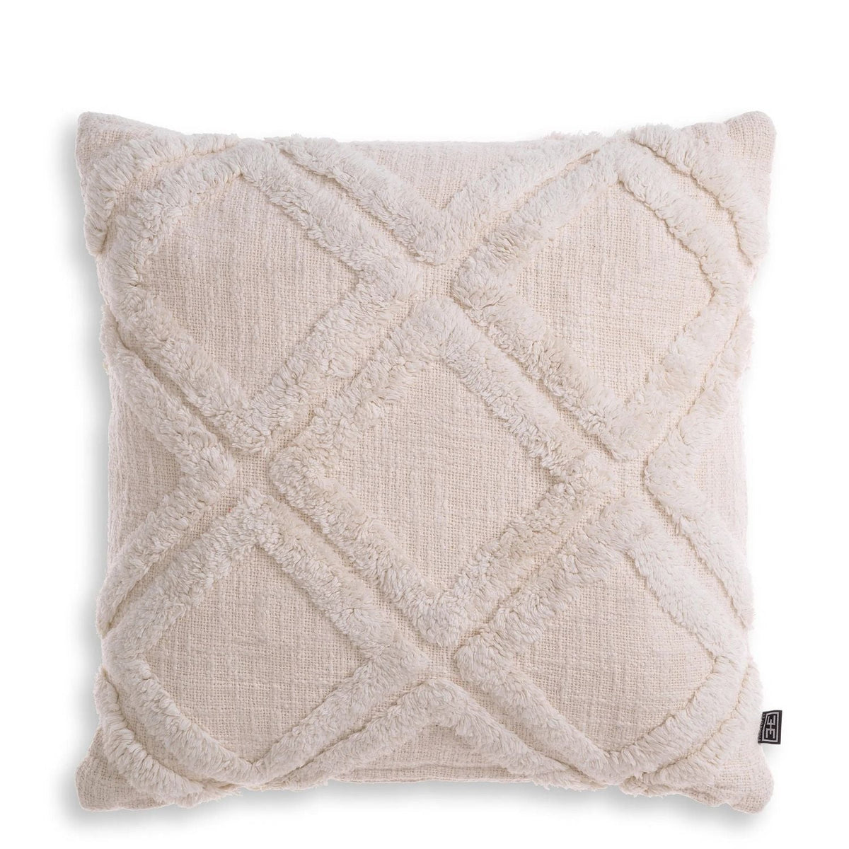 Cushion Maris S Off-White, shown in off-white and ivory with woven textile, looped yarn, and soft filled cushion form.