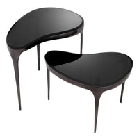 Alternate view of Side Table Zena, featuring high-gloss finish, metal, glass, and nesting pair of two heights.