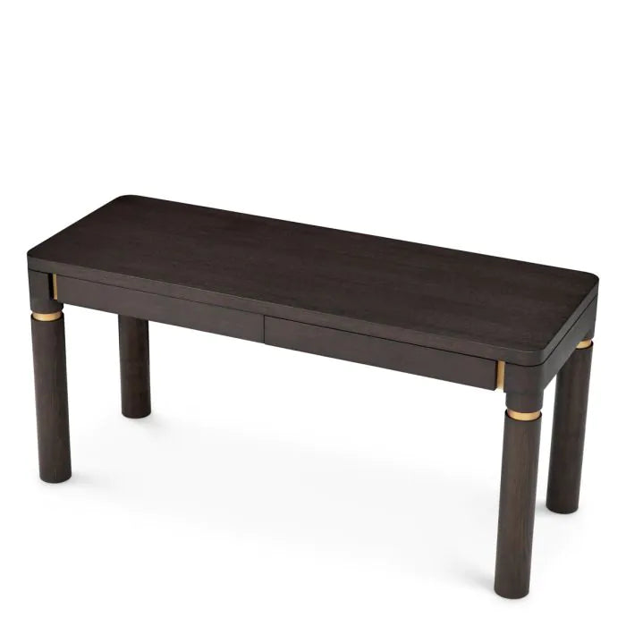 Alternate view of Desk Carmel mocha oak veneer in dark brown and mocha.