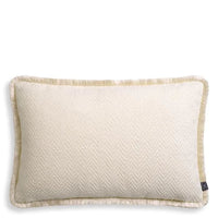 Alternate view of Cushion Kauai Rectangular, featuring textured finish, linen, velvet, and shaggy fringe trim.