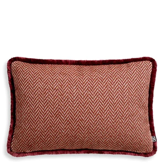 Additional view of Cushion Kauai Rectangular in amber and cream, featuring textured finish and shaggy fringe trim.
