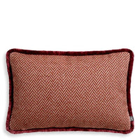 Additional view of Cushion Kauai Rectangular in amber and cream, featuring textured finish and shaggy fringe trim.