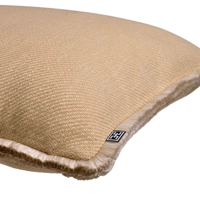 Additional view of Cushion Cancan Rectangular in gold and dusty pink, featuring twill weave finish and brush fringe trim.