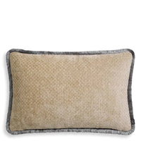 Cushion Paia Rectangular, shown in beige and sand with woven textile, chenille, and decorative throw pillow.