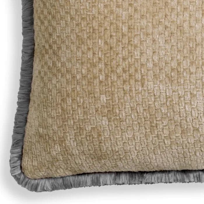 Additional view of Cushion Paia Rectangular in beige and sand, featuring textured basket weave and decorative throw pillow.