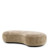 Bench Björn lyssa sand, shown in sand beige and warm taupe with textured upholstery fabric and woven textile.