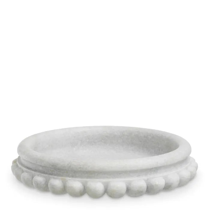 Bowl Yerba white marble, shown in white and light gray with marble and shallow open basin.