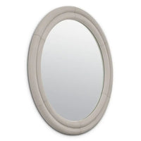 Additional view of Mirror Bastioni leather look, featuring upholstered, faux leather, glass, and wall-mounting design.