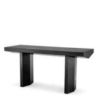 Console Table Tiburon charcoal grey oak veneer, shown in charcoal grey and black with oak veneer and wood.